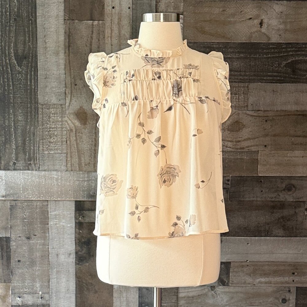 Torrid 00 sleeveless floral ruflle top pastel dark romantic whimsigoth summer - Picture 11 of 11